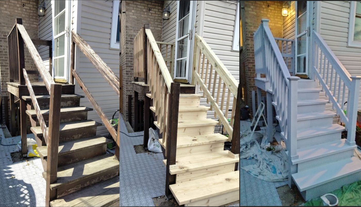 Back stairs rebuilt and painted