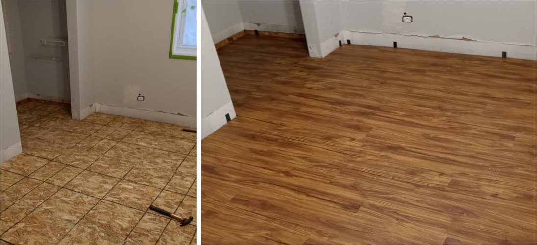 Subfloor to vinyl plank floor